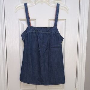 Lucky Brand Denim Blue Tank Top With Pockets